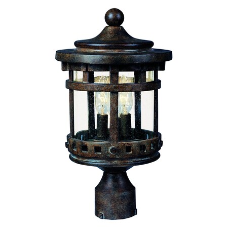 Maxim Three Light Sienna Seedy Glass Post Light 3137CDSE